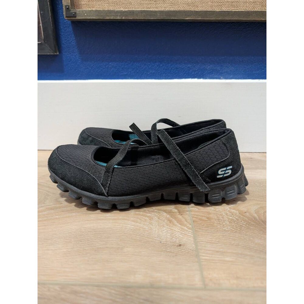 Skechers EZ Flex 2 Mary Jane Flats Black BBK Comfort Walking Shoes Women's 8.5 - Picture 4 of 12
